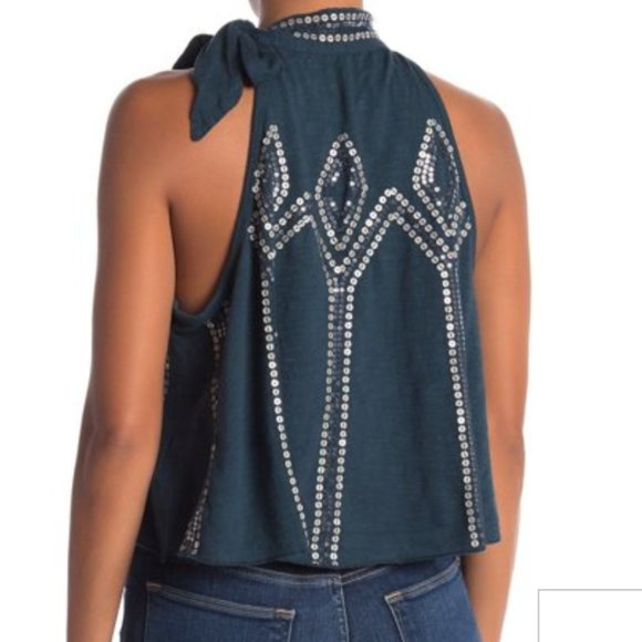 Free People Glitter City - tie mock neck tank top - Picture 2 of 8
